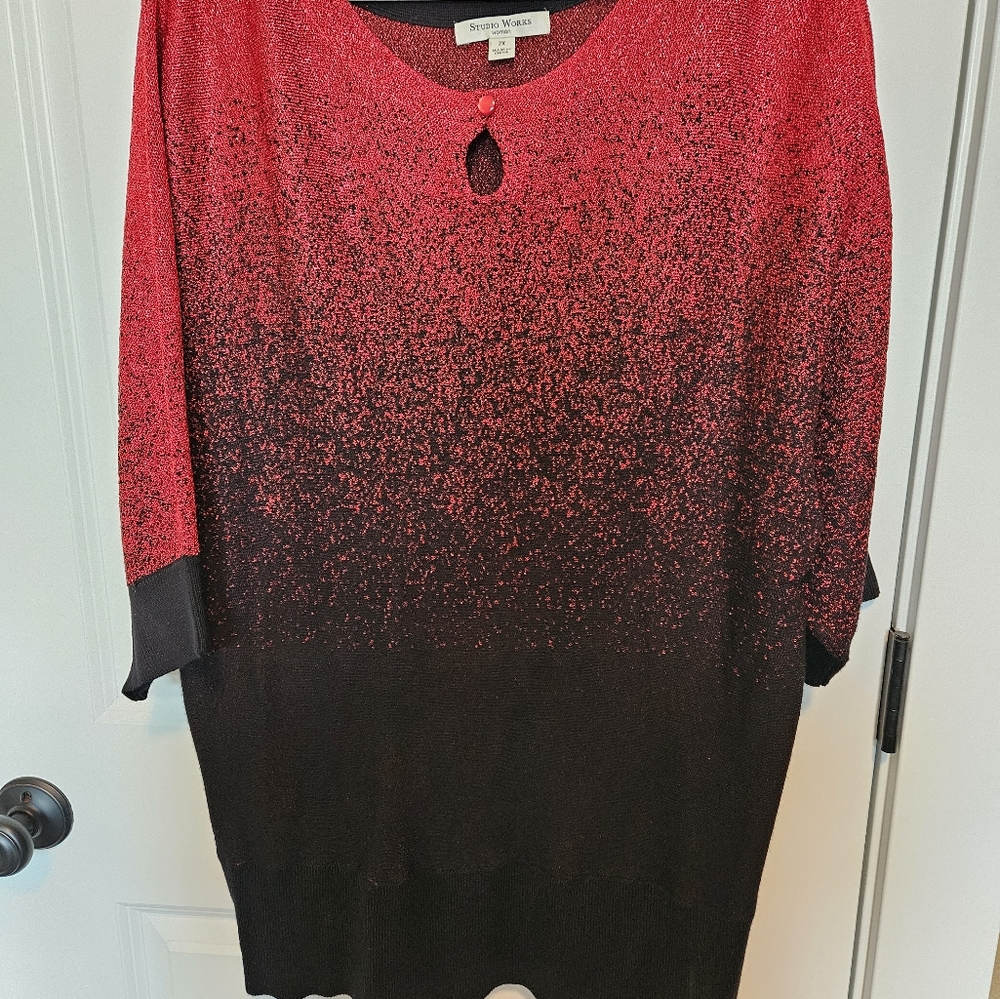 Red and Black ombre women's sweater. Size 2x. Studio One